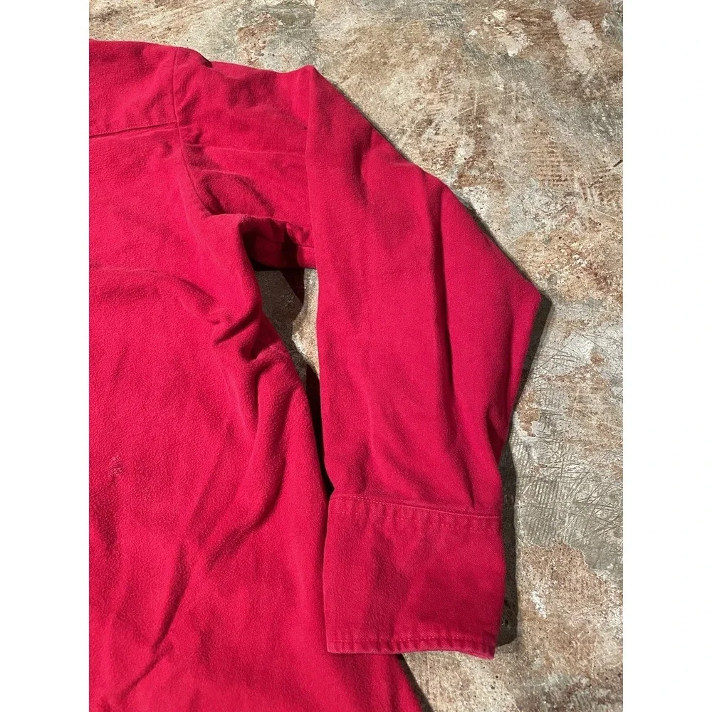 Vintage Lee USA Western Wear Red Pearl Snap Extra Long Tails 70s 80s Sz L/XL *‎